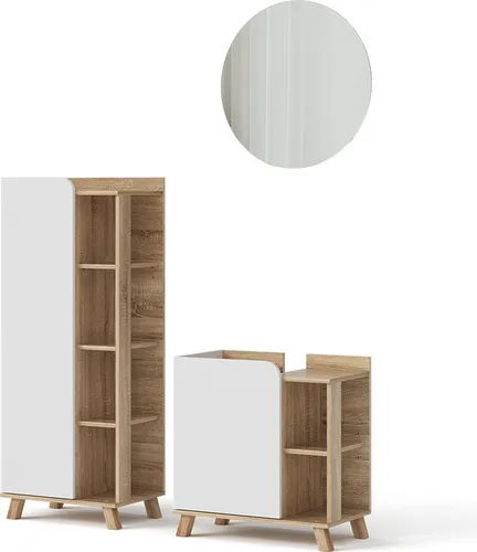 Vicco Badmöbel-Set Karen, Sonoma/Weiß, 3 Teile