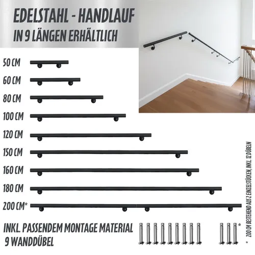 V2Aox Handlauf Treppengeländer Anthrazit 50-200 cm