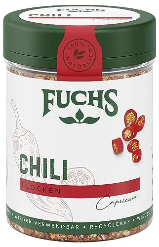 Fuchs Gewürze - Chili Flocken - ideal als Topping auf Fleischgerichten oder in Couscous und Bulgur - natürliche Zutaten - 50 g in wiederverwendbarer, recyclebarer Dose
