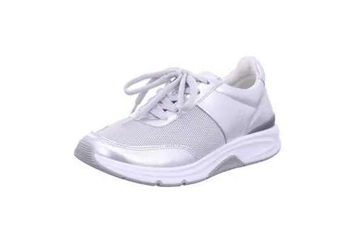 Gabor ROLLINGSOFT Damenschuhe - Sportliche Schnür-Halbschuhe in Silber - Sneaker mit herausnehmbarem Fußbett und weich gepolstertem Innenfutter für optimalen Tragekomfort - ideal für den Alltag und aktive Freizeit.