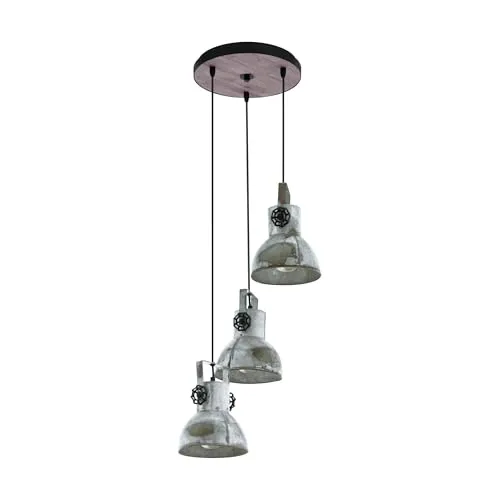 EGLO Pendellampe Barnstaple - 3-flammige Vintage Hängelampe im Industrial Design - Lampen im Vintage-Stil mit schwenkbarem Lampenschirm für individuelle Lichtgestaltung. Ideal für Wohnzimmer, Küche oder Esszimmer. E27 Fassung, max. 40 W, kein Leuchtmittel enthalten.