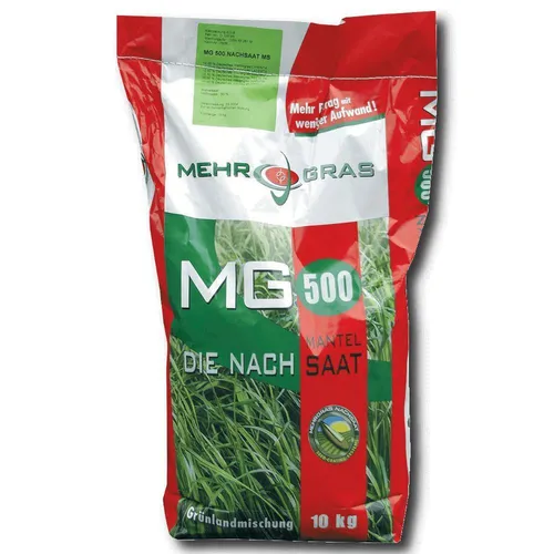 MehrGras MG 500 Grünland Nachsaat Mantelsaat 10 kg - Saatgut für robustes Grünland, ideal für Weiden und Mähwiesen, sorgt für eine schnelle Regeneration und dichten Bewuchs.