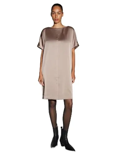 OPUS Damen Minikleid | WANELL Minikleid aus glänzendem Satin warm Taupe, 36