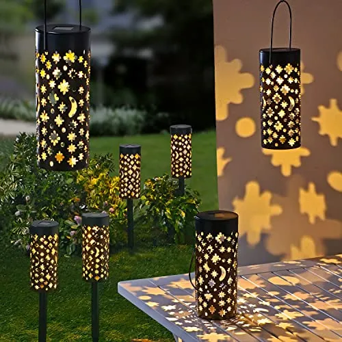 LED Garten Solar Leuchte 3-in-1 schwarz 2er Set - 18 x 7,5 cm - Deko Lampe zum Stellen Hängen oder Stecken - Outdoor Tisch Hänge Lampe Gartenstecker für Außen