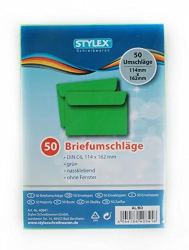 STYLEX 40841 50-er Briefumschläge C6, grün in grün von STYLEX