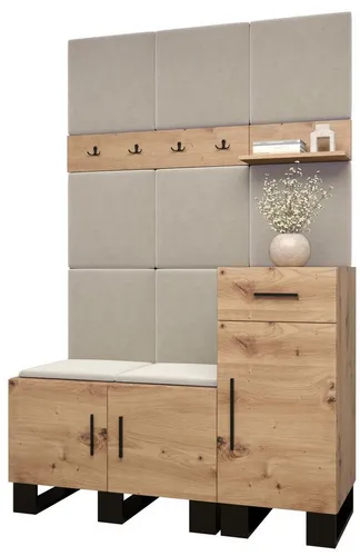 ABIKS MÖBEL Garderoben-Set ARTIN – Modernes Design mit gepolsterten Paneelen - Praktisches Garderoben-Set im modernen Stil mit gepolsterten Paneelen. Bietet viel Stauraum und schützt Ihre Wände. Ideal für einen stilvollen Flur mit individueller Farbwahl!