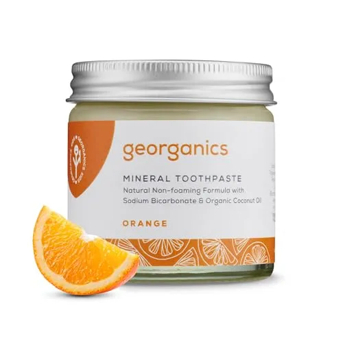Georganics Mineral Rich Teeth Whitening Toothpaste, Vegan and Fluoride free, Orange, 60ml