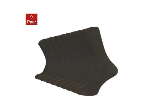 NERS Diabetikersocken für Damen und Herren, 9 Paar ohne Gummibund, braun, Größe 43-46 - Hochwertige Socken aus 90% Baumwolle, ideal für den ganzjährigen Einsatz. Ohne drückende Naht und mit verstärkter Ferse – für höchsten Tragekomfort beim Laufen.