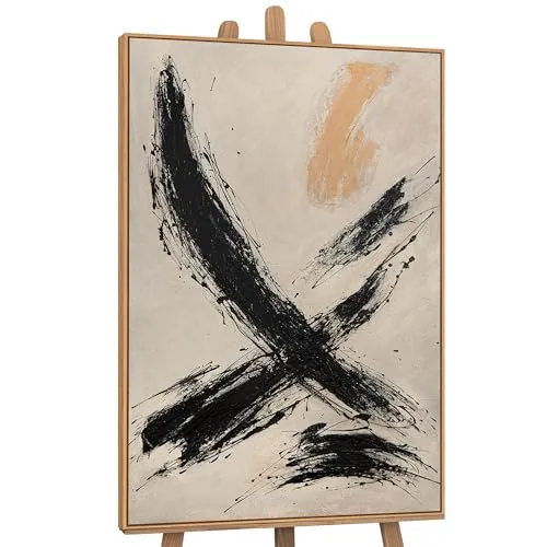 YS-Art Moderne Abstraktion Bilder mit Rahmen Stilvoll Acryl Gemälde auf Leinwand handgemalt Wandbild Wohnzimmer modernes Wohndekor Bilder Büro echtes Kunstwerk 140x100 cm