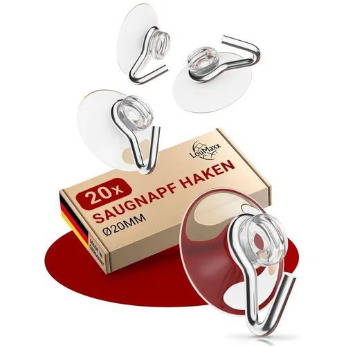 Saugnapf Haken Ø 20 mm - 20er Set transparente Saugnäpfe für Fenster Bad und ...