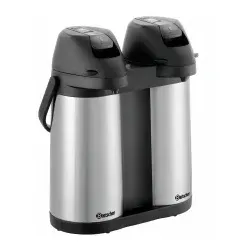 Bartscher Isolierpumpkanne Duo 1,9L-ST 190208 - Thermobehälter mit doppelter Isolierfunktion für 2 verschiedene Heißgetränke, ideal für Buffets, Kantinen und Veranstaltungen.