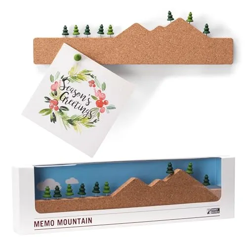 Korkleiste mit baumförmigen Stecknadeln / Gebirgslandschaft zum Anheften von Erinnerungen und Mementos / Niedliche Pinnwand mit einem Hauch von Natur / Memo Mountain von Monkey Business