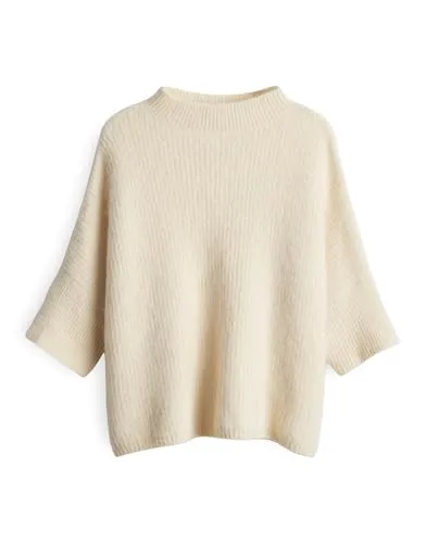 someday Damen Pullover | TALENE Loose Strickpullover aus Alpakamix Soft Cream, S