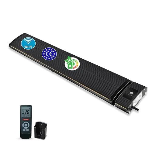 Infrarot-Terrassenheizer, schwarzer Heizstrahler, einstellbar von 1800 – 2400 Watt