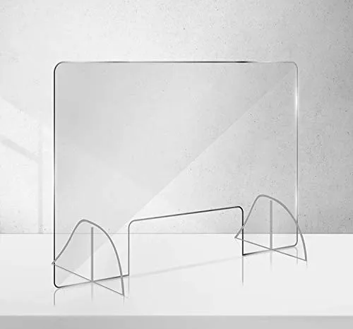 Acryl Schutzschild | Niesschutz | Spuckschutz | Thekenaufsteller | Schutz Tröpfcheninfektion Stecksystem 750x500mm (750x500mm Querformat)