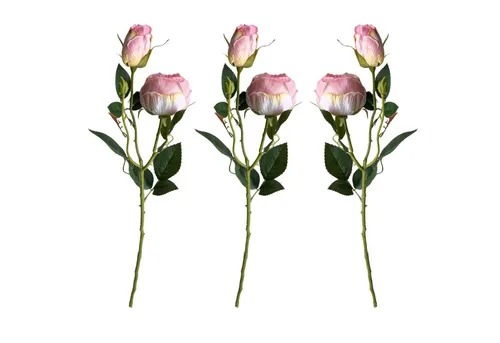 Kunstblumenstrauß Künstliche Rosen 3er Set 55cm. Premium Seidenblumen, 2 Rosen 1 Knospe Rose, Layba, Täuschend echte Seidenblüten, pflegeleicht, vielseitig einsetzbar