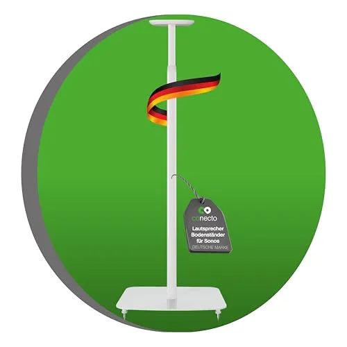 conecto höhenverstellbarer Lautsprecherständer für SONOS ONE® und SONOS ONE SL® - Lautsprecherständer mit 25cm Wandabstand, ideal für SONOS ONE und SONOS ONE SL. Belastbar bis 3kg, aus hochwertigem Stahl und Aluminium, passend in Schwarz oder Weiß.