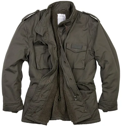 Surplus Raw Vintage Paratrooper Jacke, oliv, 3XL - Funktionsjacke mit hohem Kragen, 4 Taschen und warmem Teddyfutter - ideal für Outdoor-Aktivitäten und kalte Tage.