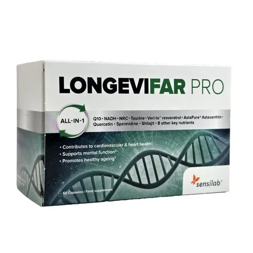 LongeviFar PRO Premium Nahrungsergänzung für Vitalität & Energie - 60 Kapseln mit natürlichen Inhaltsstoffen zur Unterstützung des allgemeinen Wohlbefindens. Ideal für Erwachsene, vegan und mit geprüfter Qualität. Tägliche Einnahme: 2 Kapseln nach dem Essen.