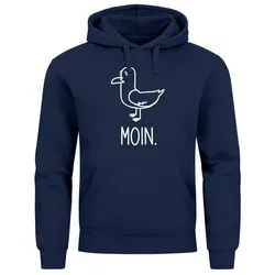 MoonWorks Hoodie Hoodie Herren Frontprint Moin Möwe Geschenk für Nordlichter blau 3XL