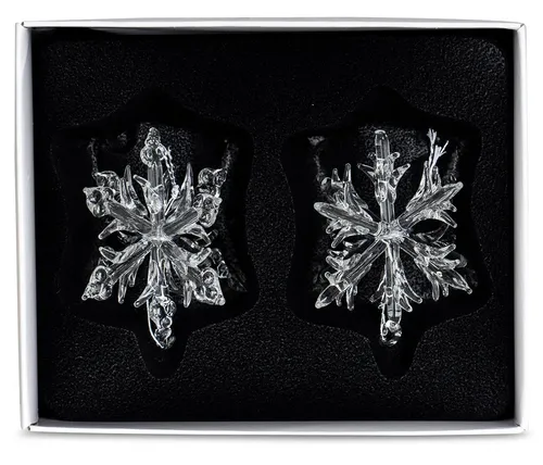 Levandeo® Christbaumschmuck, 2x Deko Anhänger Schneeflocke Glas 5x6cm Winterdeko Weihnachtsdeko