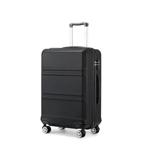 Produktbild KONO Koffer Trolley Hartschale Handgepäck Zwillingsrollen Leichtgewicht ABS Kabinentrolley Reisekoffer Zahlenschloss 55cm (Schwarz)