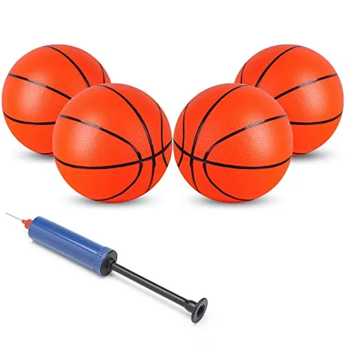 GmeDhc 16CM Orange Mini Basketball, 4 Stück Basketball Kinder Outdoor, Kinderball Gummi Aufblasbar, Toller Basketballkorb Indoor Outdoor Spaßsport, für Kinder und Erwachsene
