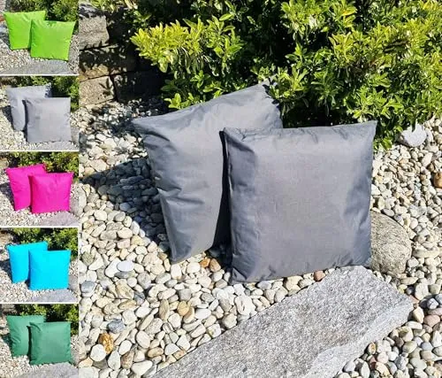 JACK 1x 45x45cm Outdoor Lounge Kissen Dekokissen inkl. Füllung Wasserabweisend Sitzkissen Garten Stuhl Lotus Effekt, Farbe:Anthrazit