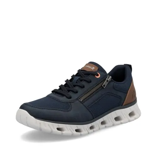 RIEKER Sneaker mit Reißverschluss, Gr. 40, dunkelblau-braun - Sneaker aus Textil und Lederimitat, stylisch und bequem für jeden Freizeitlook.