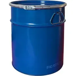 plasteo Stahlfass 30 Liter Hobbock Deckelfass Blechfass Spannring mit Außenhebelverschluss geeignet für Zyklonabsaugung lebensmittelecht