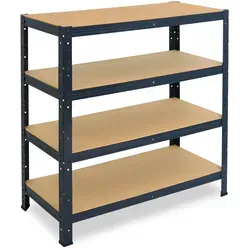 shelfplaza HOME Schwerlastregal 115x90x45 cm in Anthrazit - Werkstatteinrichtung mit 4 Böden, 175 kg Traglast pro Boden, einfach ohne Schrauben aufzubauen – ideal für Garage, Keller oder Büro.