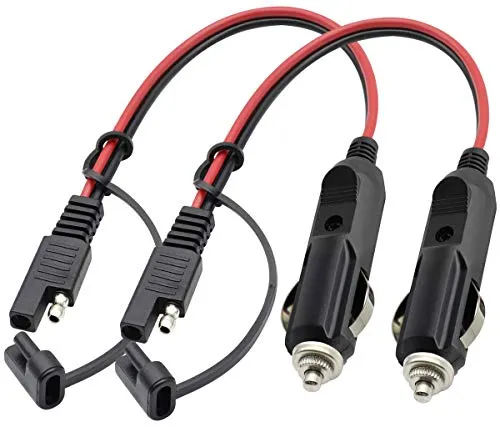 AAOTOKK SAE Zigarettenanzünder Ladekabel,16AWG 12V Zigarettenanzünder Männlich an SAE 2 poliger Schnellverschluss Steckeradapter Verlängerungsladekabel mit Sicherung(0,3 m/1ft-2 Stücke-M)