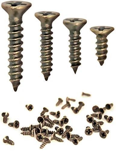 FUXXER 100x Antike Holz-Schrauben, Messing Bronze Antik-Optik, Kreuz-Schlitz, Kreuz-Schrauben, Senk-Kopf, Selbst-Schneidend, 100er Set (3 x 12 mm)