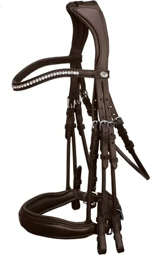Schockemohle Venice Double Bridle Espresso/Silver WB (Full) - Eleganter Kandarenzaum - Kandarenzäume mit stilvollem Design, aus hochwertigem Leder gefertigt und ideal für anspruchsvolle Reiter.