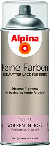 Alpina Feine Farben Sprühlacke – No. 23 Wolken in Rosé – edelmatter Sprühlack für innen – für eine beeindruckende Farbtiefe – geruchsarm & schnelltrocknend – 400ml