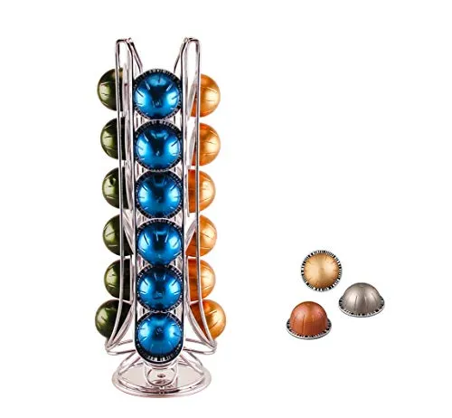 Exzact Kaffeekapselhalter, kompatibel mit Vertuo, nicht von Vertuo verkauft oder hergestellt, maximale Kapazität 24 Kapseln, drehbarer Kaffeekapselständer (neue Verpackung)