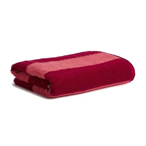 Möve Superwuschel Blockstreifen Handtuch 50 x 100 cm aus 100% Baumwolle, Ruby/Coral