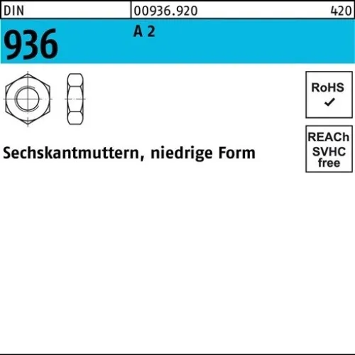 10er PACK(Stk) 000936920000200000 Sechskantmutter DIN 936 M 20 A 2