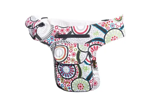 KUNST UND MAGIE Bauchtasche - Bunte Gürteltasche für Festivals - Vielseitige Bauchtasche aus 100 % Baumwolle mit liebevollen Details und praktischen Fächern. Ideal für Festivals, verstellbarer Gürtel bis 110 cm, kompakte Größe von 29 x 19 x 4 cm.
