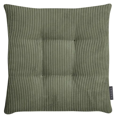 MAGMA Inga Form 55 Stuhlkissen Dunkelgrün 35x35 cm - Robustes Stuhlkissen Inga Form 55 aus hochwertigem Cord, 4-fach punktgesteppt. Ideal für stilvolle Akzente im Wohnbereich. Perfekt für Komfort und Langlebigkeit.