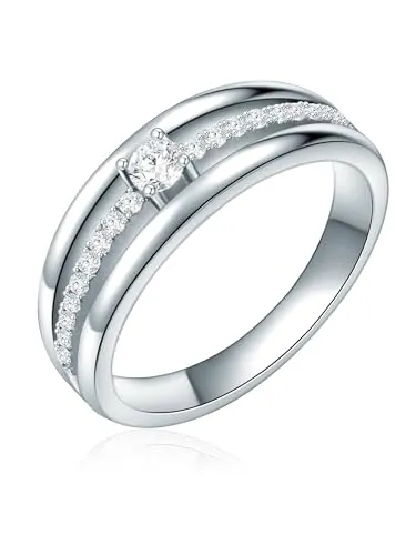 Rafaela Donata Damen Ring 925/- Sterling Silber rhodiniert Zirkonia weiß Silberring