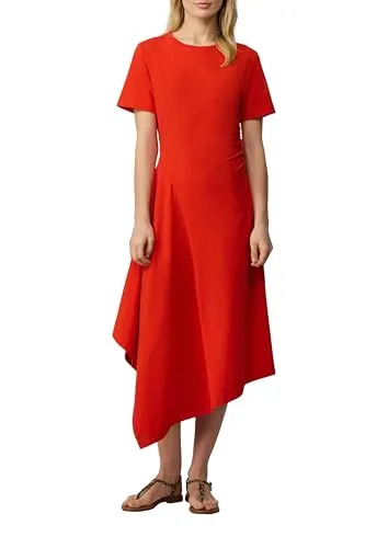 s.Oliver Tailliertes Midikleid mit Raffungen und asymmetrischem Rock