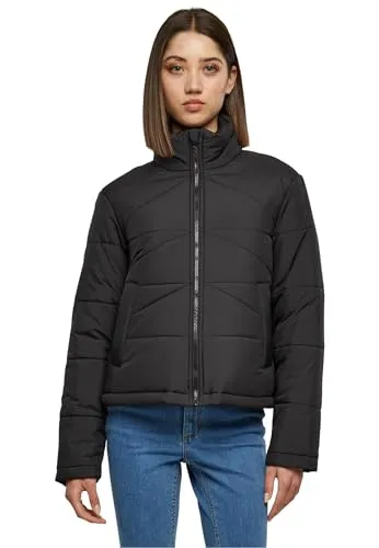 Urban Classics Damen Jacke Ladies Arrow Puffer Jacket black XXL - Funktionsjacke mit kurzem Schnitt, warm wattiert und stylisch abgesteppt in Pfeilform, ideal für kalte Tage und modische Akzente.