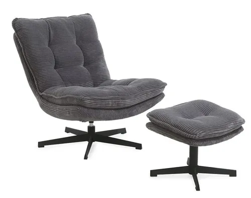 KASPER Relax-Sessel drehbar mit Hocker in Anthrazit in grau von Pro Com