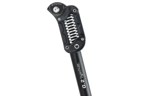 by.Schulz G.2 Parallelogramm gefederte Sattelstütze LT 33,9 - Sattelstütze mit parallelogramm Federung, extra hart für eine Tragkraft von 125-150 kg und einer Höhe von 480 mm - ideal für komfortables Fahren auf unebenem Terrain.