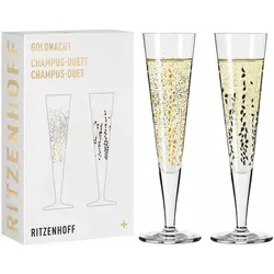 Ritzenhoff Goldnacht Champagnergläser 205 ml 2er Set Blätter & Punkte