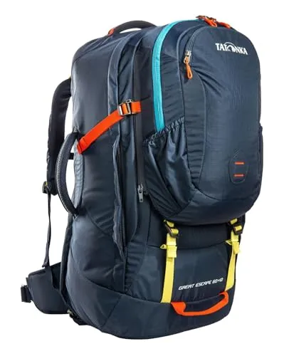 Tatonka Great Escape 60+10 navy (004) - Vielseitiger Reiserucksack mit 60+10 Litern Volumen, ideal für Reisen und Trekking. Ausgestattet mit Vent Comfort-Tragesystem für optimalen Tragekomfort und großer Kofferöffnung für einfaches Packen.