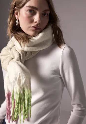 Street One Studio Damen F572668 Big Cosy Dipped, Lucid White - Schal für Damen im trendigen Colorblocking mit bunten Fransen, ideal für stylische Akzente und vielseitige Kombinationsmöglichkeiten. Maße ca. 240 x 43 cm.