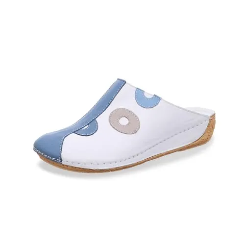 Gemini Damen Pantolette Leder Clog Sabot 336062-02, Größe:38 EU, Farbe:Weiß - Clogs für Damen mit anschmiegsamem Leder-Obermaterial und stylischen Patchs, für höchsten Tragekomfort und einen modischen Auftritt.