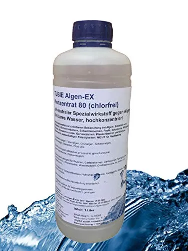 Premium Algen-EX Konzentrat - Effektiver Algenentferner für Teich & Pool - Algizid für Pool & Badewannen, chlorfrei und biologisch abbaubar. Hocheffektiv gegen verschiedene Algenarten, ideal für Schwimmbäder und Teiche. 1 Liter reicht für bis zu 40 m³!